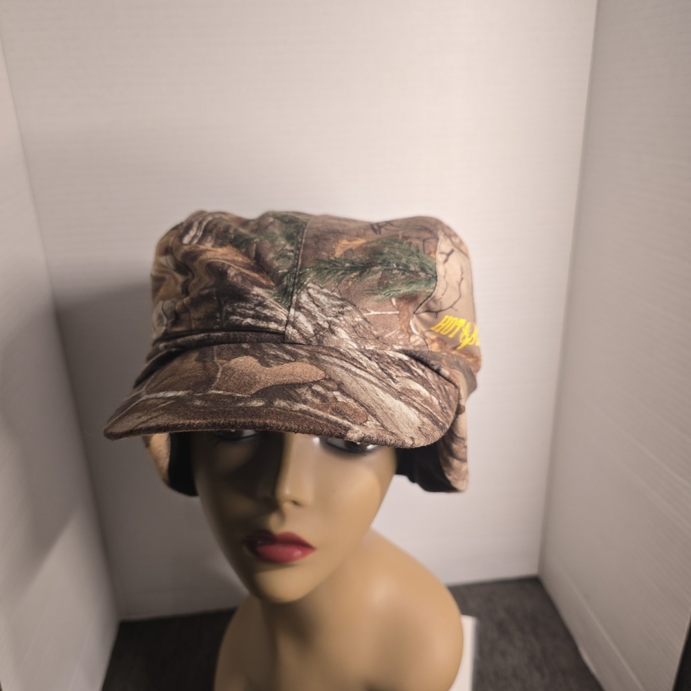 Hot Shot Mens Reversible Camo Blaze Orange Hunting Hat Ear Flaps L/XL‎ RN 47648